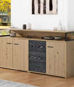 Moderne Opbergkast 150 cm – Kast met 3 Deuren en 3 Lades, Industrieel Design