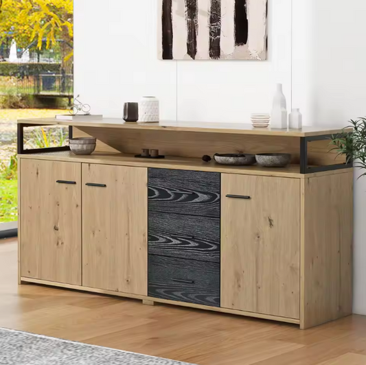 Moderne Opbergkast 150 cm – Kast met 3 Deuren en 3 Lades, Industrieel Design