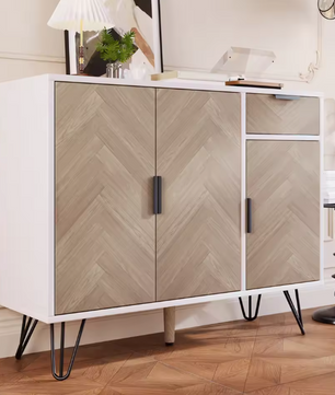 Modern Buffetkast met Lade – Opbergkast met 3 Deuren, 90×30×71.5 cm