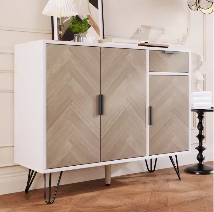 Modern Buffetkast met Lade – Opbergkast met 3 Deuren, 90×30×71.5 cm