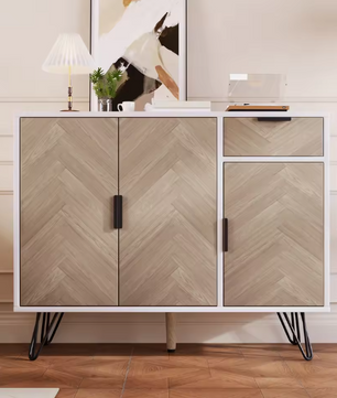 Modern Buffetkast met Lade – Opbergkast met 3 Deuren, 90×30×71.5 cm