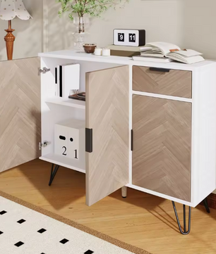 Modern Buffetkast met Lade – Opbergkast met 3 Deuren, 90×30×71.5 cm