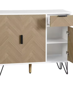 Modern Buffetkast met Lade – Opbergkast met 3 Deuren, 90×30×71.5 cm