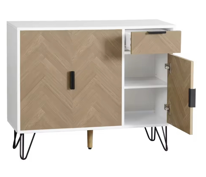 Modern Buffetkast met Lade – Opbergkast met 3 Deuren, 90×30×71.5 cm