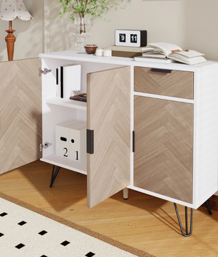 Modern Buffetkast met Lade – Opbergkast met 3 Deuren, 90×30×71.5 cm