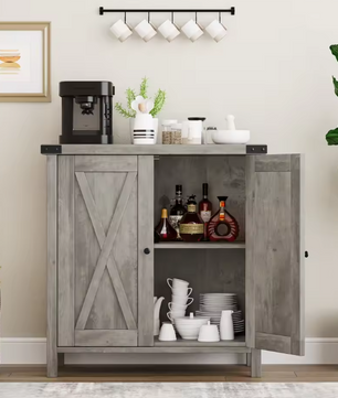 2-Deurs Farmhouse Buffetkast – Opbergkast met Verstelbare Planken, 40×76×80 cm