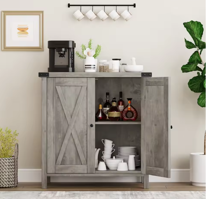 2-Deurs Farmhouse Buffetkast – Opbergkast met Verstelbare Planken, 40×76×80 cm