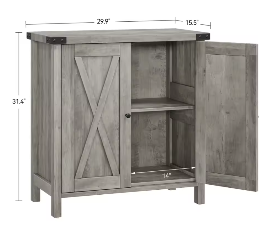 2-Deurs Farmhouse Buffetkast – Opbergkast met Verstelbare Planken, 40×76×80 cm