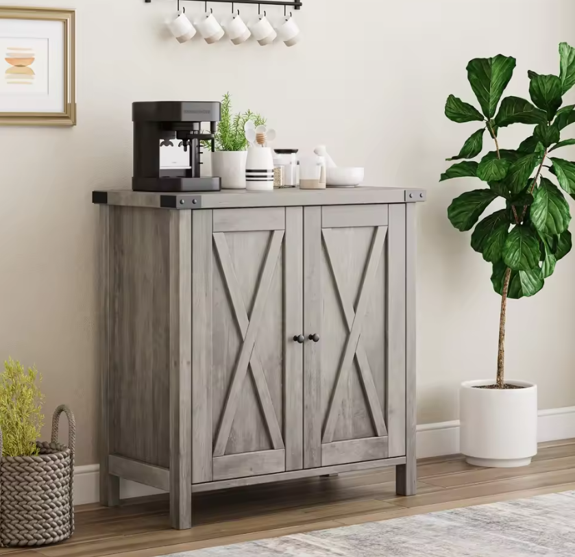 2-Deurs Farmhouse Buffetkast – Opbergkast met Verstelbare Planken, 40×76×80 cm