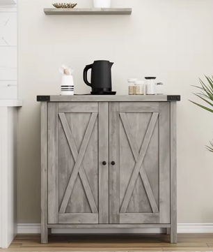 2-Deurs Farmhouse Buffetkast – Opbergkast met Verstelbare Planken, 40×76×80 cm