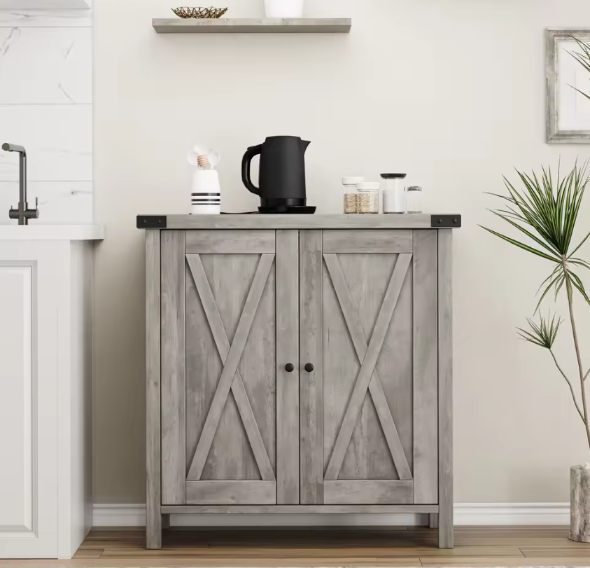 2-Deurs Farmhouse Buffetkast – Opbergkast met Verstelbare Planken, 40×76×80 cm