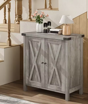 2-Deurs Farmhouse Buffetkast – Opbergkast met Verstelbare Planken, 40×76×80 cm