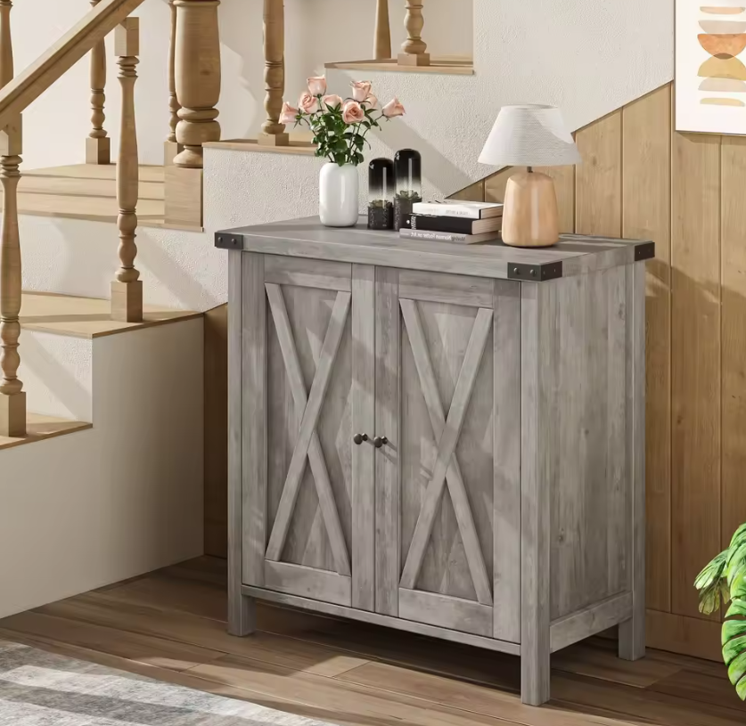 2-Deurs Farmhouse Buffetkast – Opbergkast met Verstelbare Planken, 40×76×80 cm