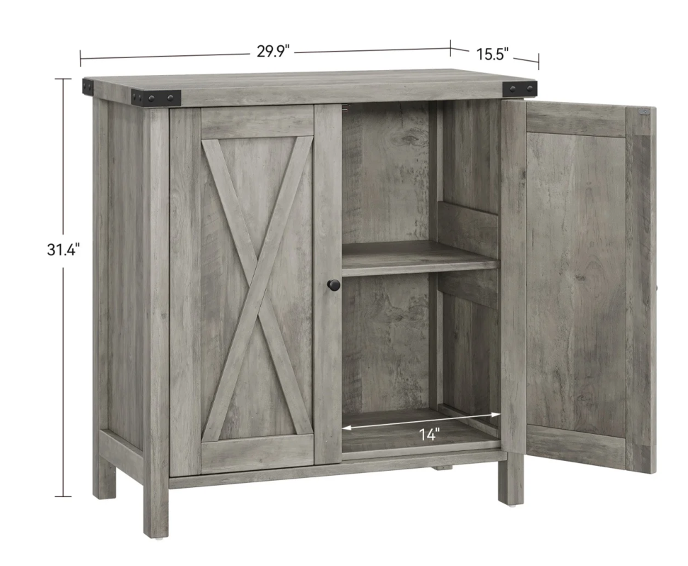2-Deurs Farmhouse Buffetkast – Opbergkast met Verstelbare Planken, 40×76×80 cm