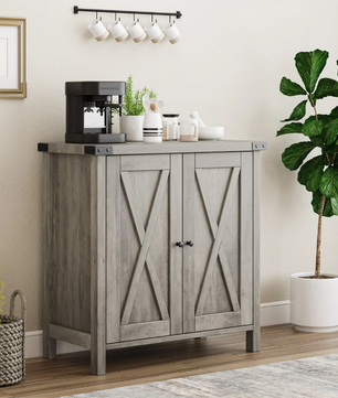 2-Deurs Farmhouse Buffetkast – Opbergkast met Verstelbare Planken, 40×76×80 cm