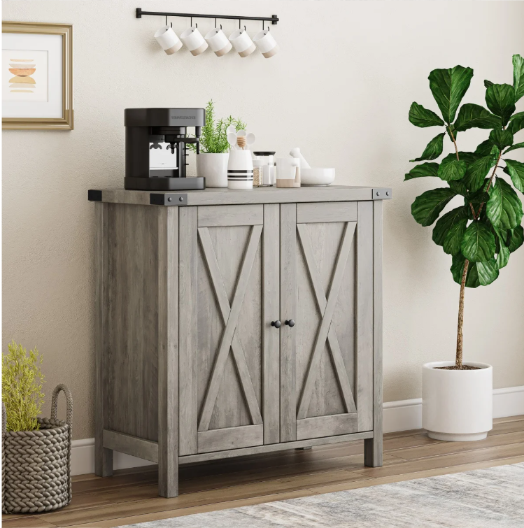 2-Deurs Farmhouse Buffetkast – Opbergkast met Verstelbare Planken, 40×76×80 cm