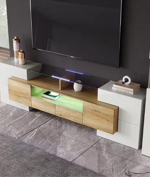 Modern Hoogglans TV-Lowboard – Kast met LED-Verlichting, 200 cm