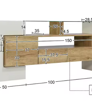Modern Hoogglans TV-Lowboard – Kast met LED-Verlichting, 200 cm