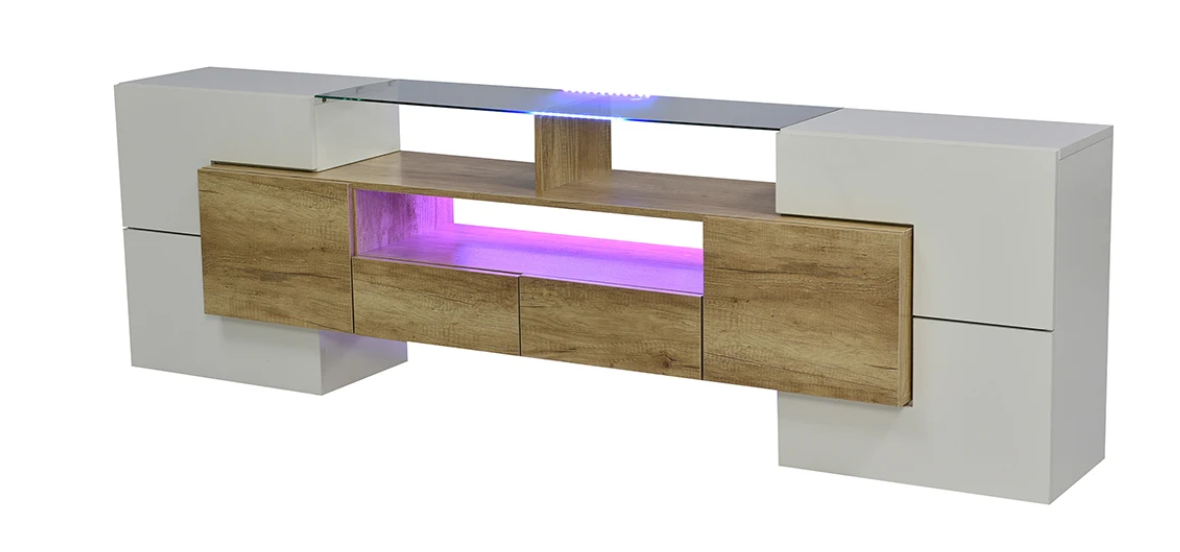 Modern Hoogglans TV-Lowboard – Kast met LED-Verlichting, 200 cm