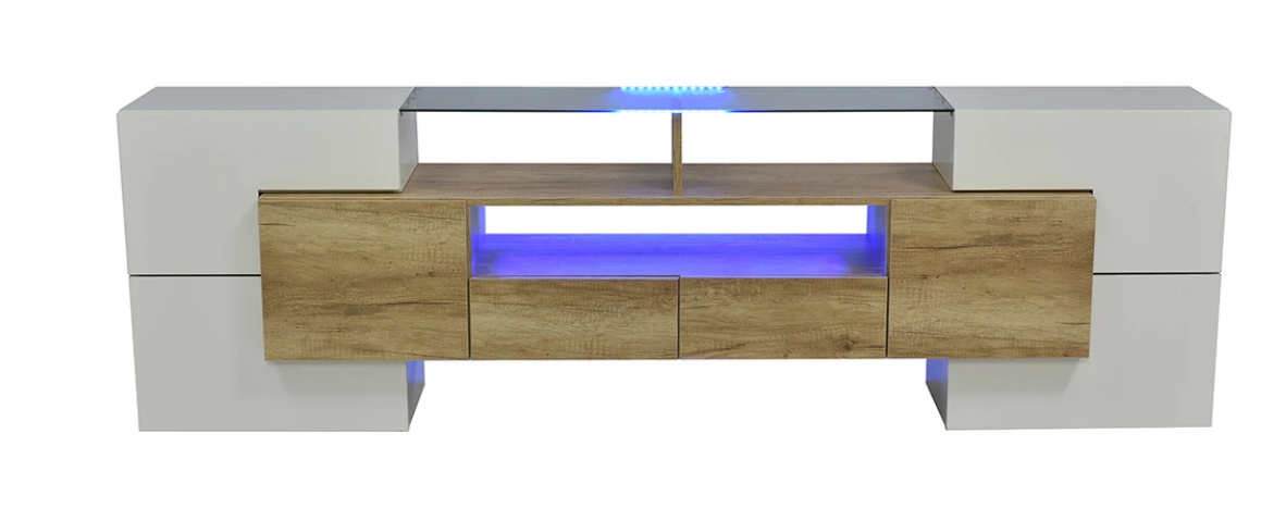 Modern Hoogglans TV-Lowboard – Kast met LED-Verlichting, 200 cm