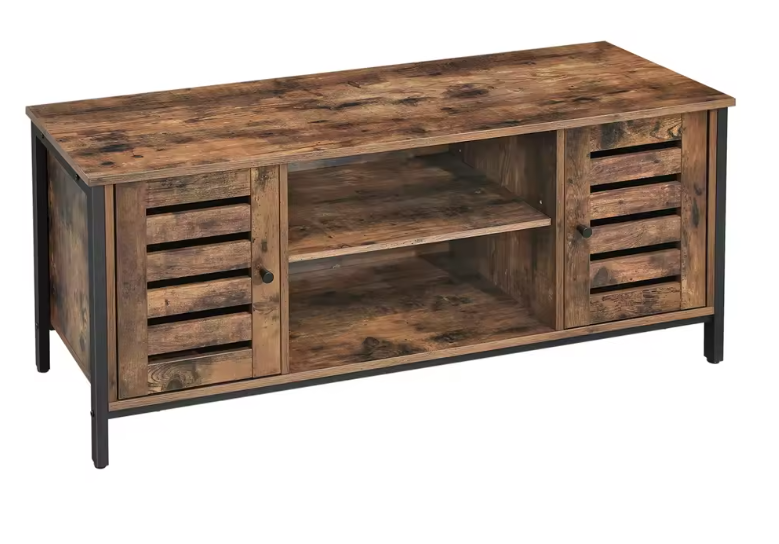 Industriëel TV-Lowboard 110 cm – Kast met Lameldeuren en Verstelbaar Schap