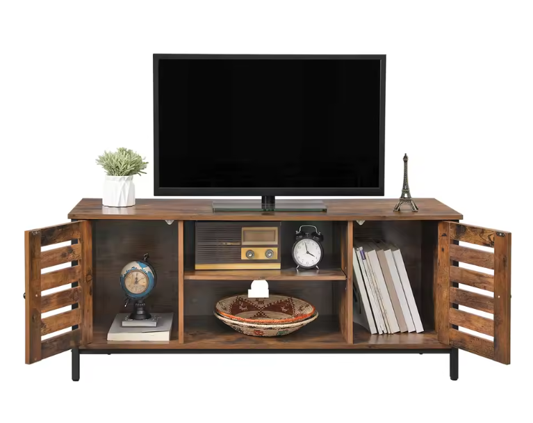 Industriëel TV-Lowboard 110 cm – Kast met Lameldeuren en Verstelbaar Schap
