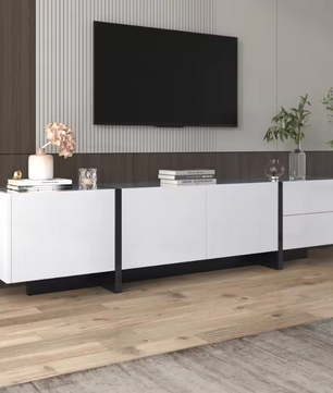 Modern Hoogglans TV-Lowboard 190 cm – Kast met Laden en Deuren