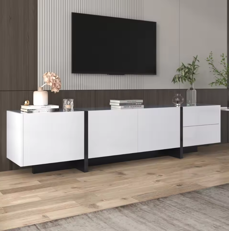 Modern Hoogglans TV-Lowboard 190 cm – Kast met Laden en Deuren