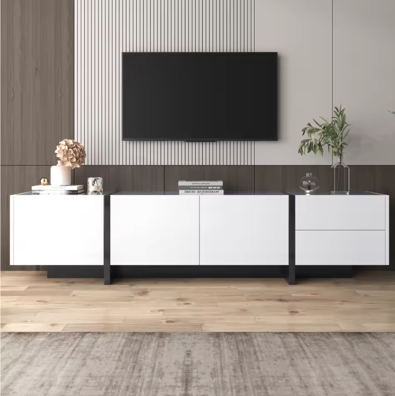 Modern Hoogglans TV-Lowboard 190 cm – Kast met Laden en Deuren
