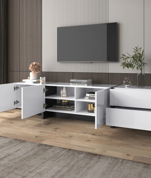 Modern Hoogglans TV-Lowboard 190 cm – Kast met Laden en Deuren