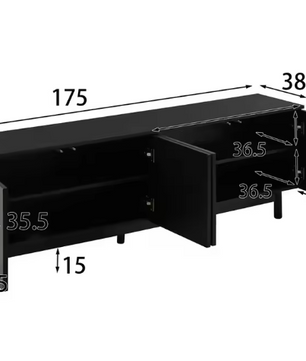 TV-meubel 175 cm – Modern Lowboard met Deuren en Verstelbare Planken
