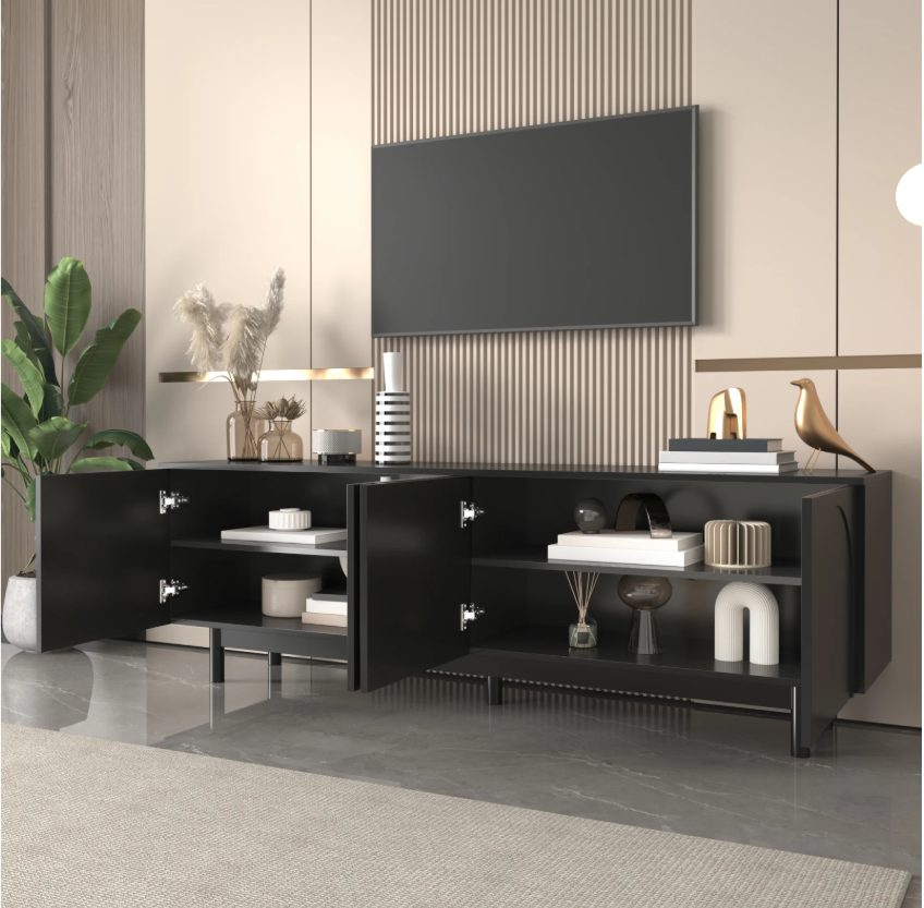 TV-meubel 175 cm – Modern Lowboard met Deuren en Verstelbare Planken