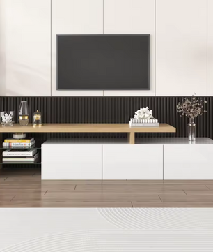 TV-meubel 197,5 cm – Modern Lowboard met LED en 3 Deuren