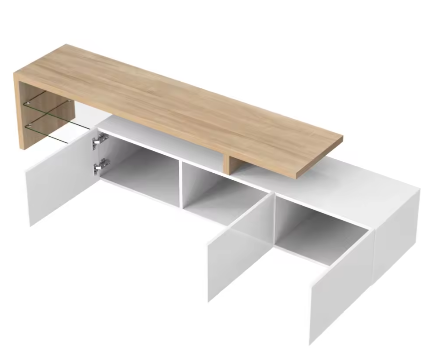 TV-meubel 197,5 cm – Modern Lowboard met LED en 3 Deuren