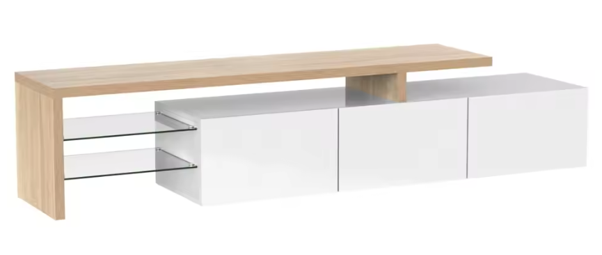 TV-meubel 197,5 cm – Modern Lowboard met LED en 3 Deuren