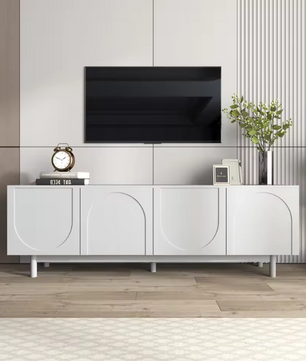 TV-meubel 175 cm – Wit Lowboard met Deuren en Verstelbare Planken