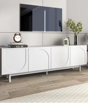 TV-meubel 175 cm – Wit Lowboard met Deuren en Verstelbare Planken