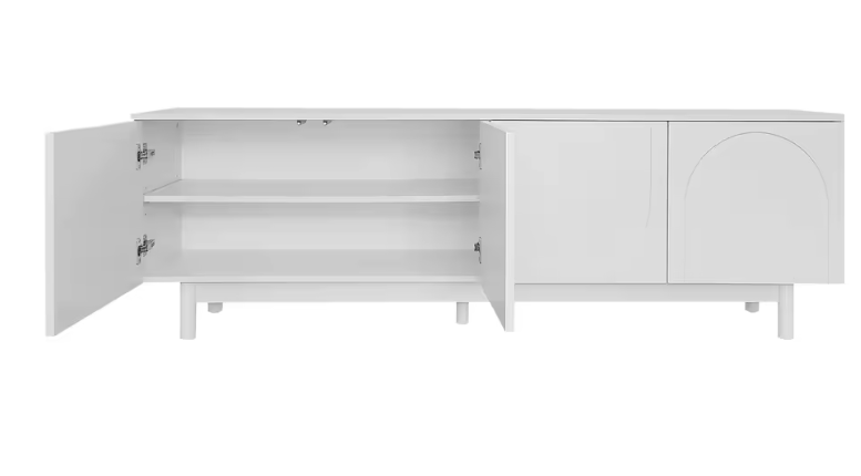 TV-meubel 175 cm – Wit Lowboard met Deuren en Verstelbare Planken