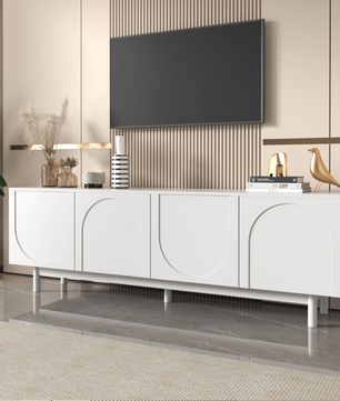 TV-meubel 175 cm – Wit Lowboard met Deuren en Verstelbare Planken