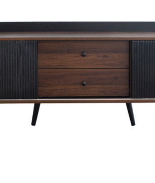 TV-meubel 160 cm – Zwart-Hout Lowboard met Deuren en Lades