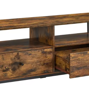 TV-meubel 120 cm – Industrieel Lowboard met Lades en Open Vakken