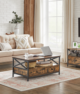 TV-meubel 120 cm – Industrieel Lowboard met Lades en Open Vakken