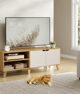 TV-meubel 140 cm – Modern Lowboard met Magnetische Deur en Verstelbare Planken