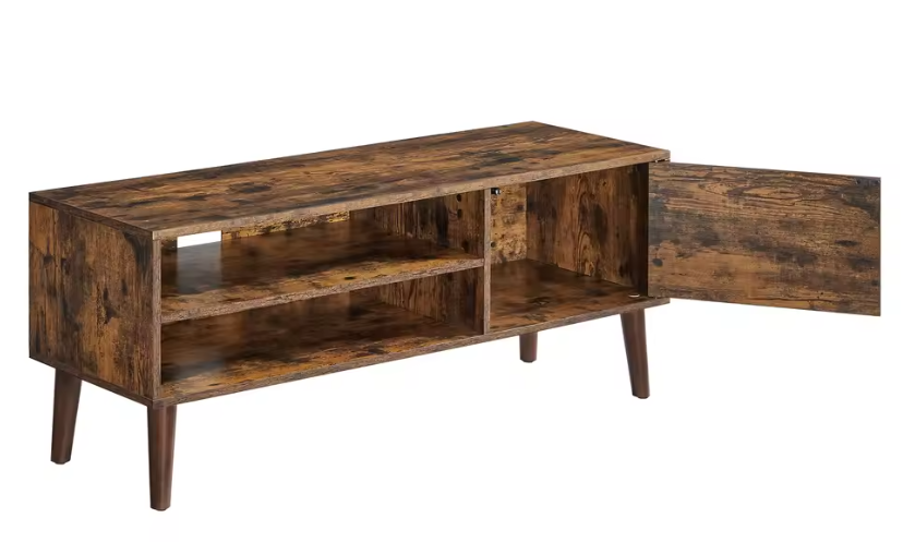 Vintage Lowboard 120 cm – TV-Meubel met Kastdeur en Open Vakken