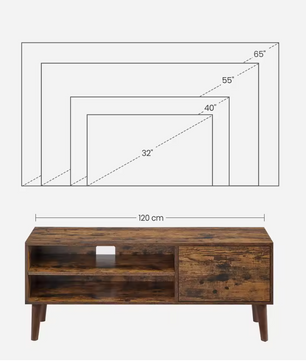 Vintage Lowboard 120 cm – TV-Meubel met Kastdeur en Open Vakken