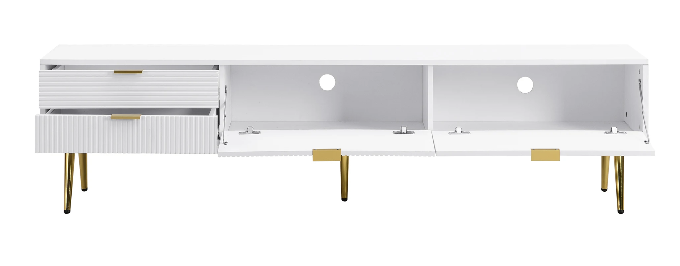 TV-Meubel 175 cm – Lowboard met Laden, Deuren en Gouden Details