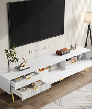 TV-Meubel 175 cm – Lowboard met Laden, Deuren en Gouden Details