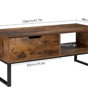 TV-Meubel 106 cm – Lowboard met Deuren, Lade en Open Vak, Hout/Metaal