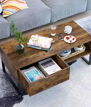 TV-Meubel 106 cm – Lowboard met Deuren, Lade en Open Vak, Hout/Metaal