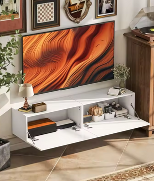 Wandgemonteerd TV-Meubel 140 cm – Zwevend Lowboard met Opbergruimte